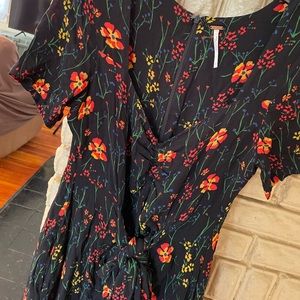 Free People black floral romper size 4